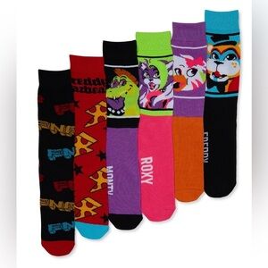 License Five Nights at Freddy's Polyester Socks, Multicolor (6 Pack)